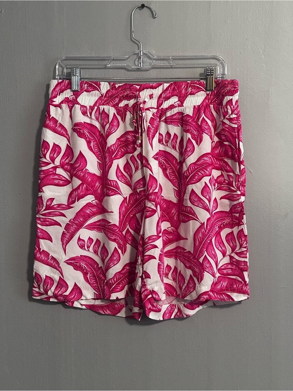 Pink /White Tropical Print light weight Shorts